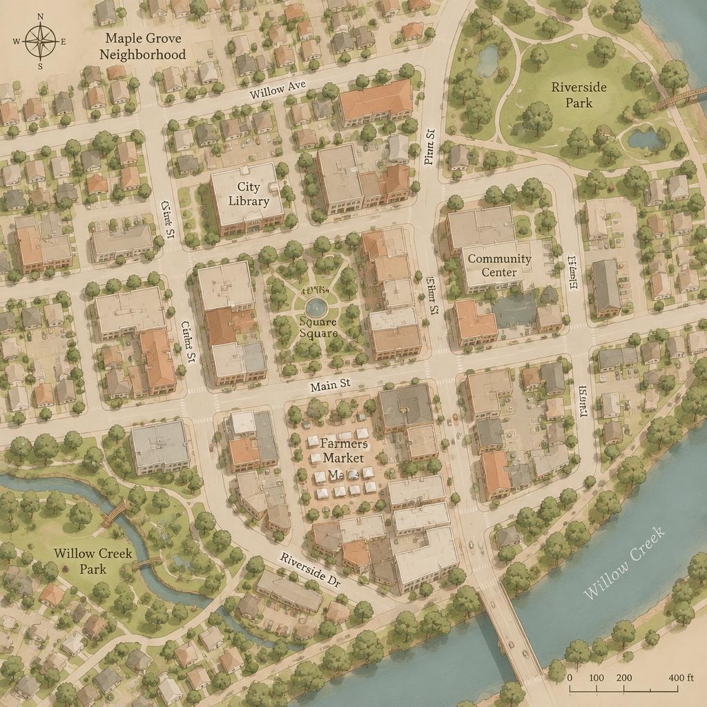 Neighborhood map around a restaurant